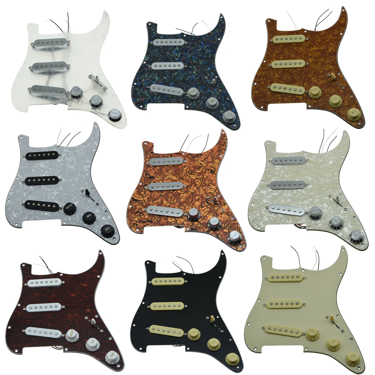 

KAISH Various Custom Loaded ST Pickguard Prewired SSS Pickguard with Ceramic Pickups Fits For Fender Loaded Pickguard