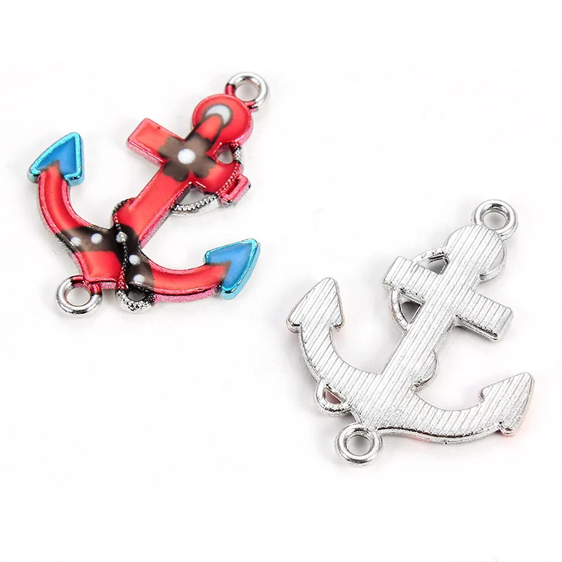 10pcs Enamel Anchor Connectors fit Bracelet Jewelry Making Handmade Findings Craft Mix colors 2.9*2.2cm