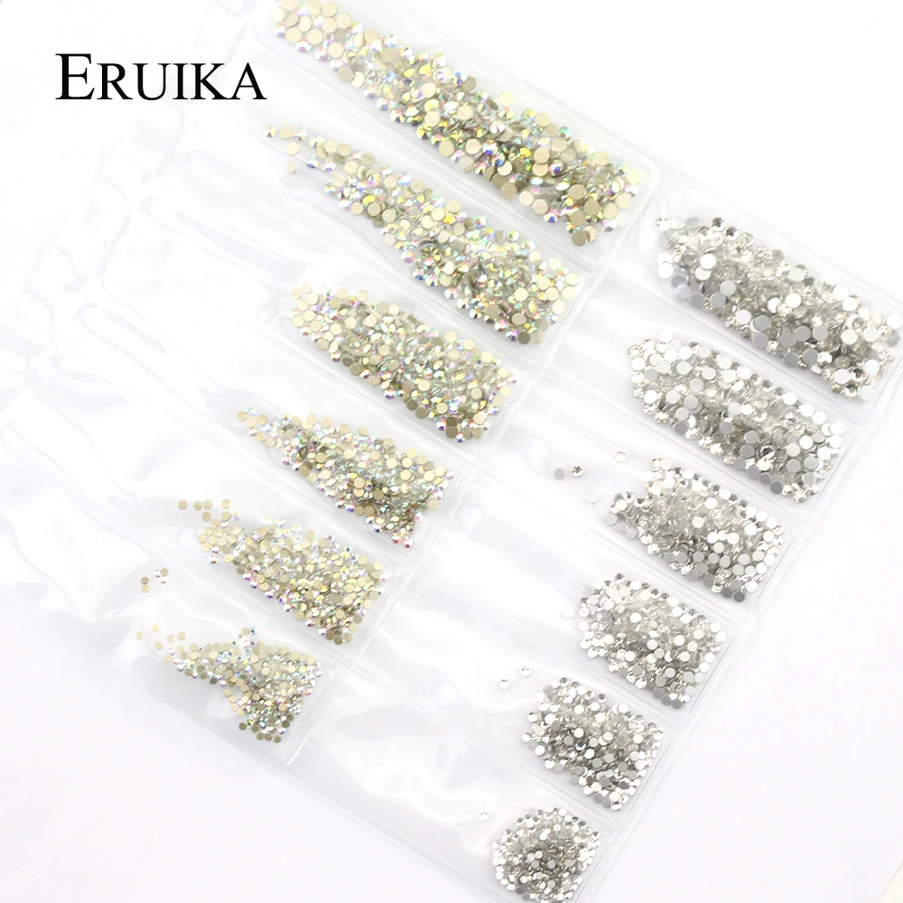 1440 ADET Çok Boyutlu Cam Rhinestones AB Renk Düz geri SS3-SS10 Kristal Strass 3D Takılar Seti DIY Manikür Tırnak sanat Süslemeleri