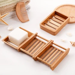 Soap Box Container Organization Wooden Soap Dish Tray Holder Storage Rack Home Bathroom Handmade Natural Bamboo Drain Soap Box