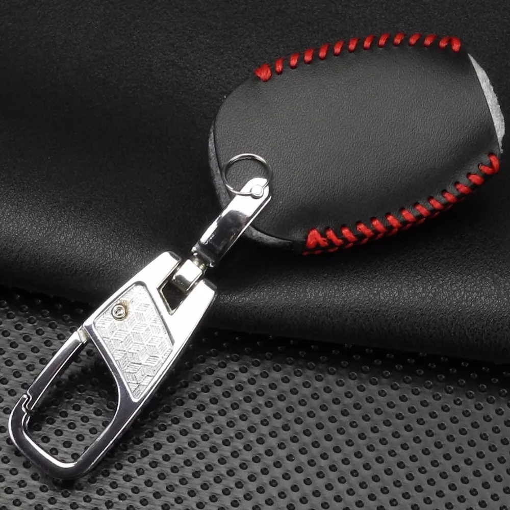 jingyuqin 3B Genuine Leather Men Car Key Bag Case Cover Holder Chain For Mercedes Benz W203 W210 W211 W124 W202 W204 W205 AMG view 6