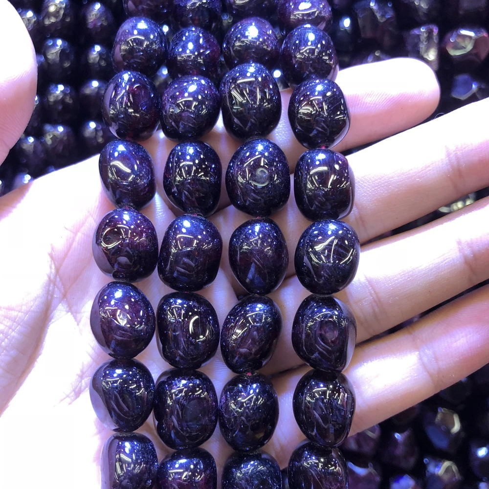 Wholesale 2strings Natural Garnet Gem Stone Polished Nugget Beads,Genuine Gem Jewelry Making Beads,15.5