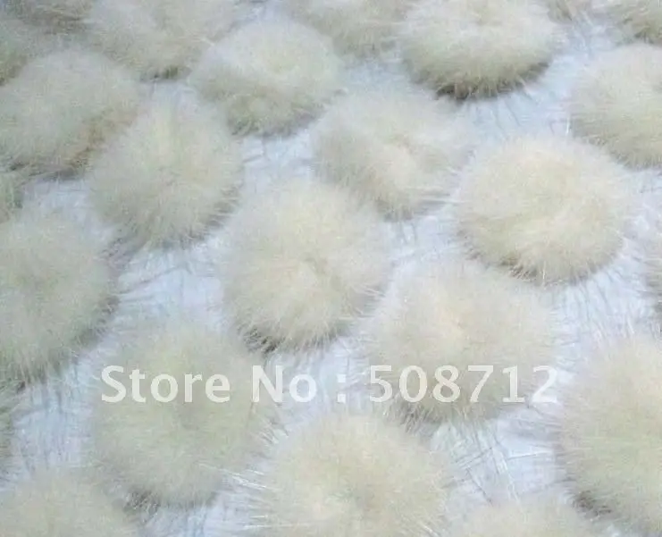 

Free shipping!!!! mink fur ball embellishment sew trim for DIY craft hair accessory 30mm White