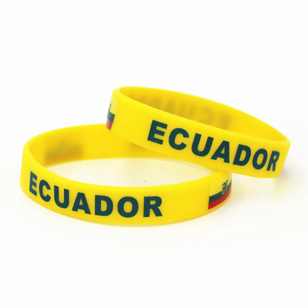 1PC Ecuador Country Flag Silicone Wristband Yellow Football Soccer Team Fans Sport Elastic Rubber Bracelet Bangles Armband SH232