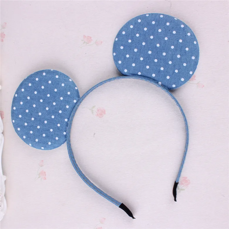 2018 New Fashion Classic Korean Blue Jean Cowboy Hairband Dots Big Ear Denim Leisure Headbands Girls Children Hair Accessories