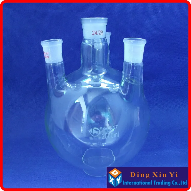 

2000ml 24/29 four necks round-bottom flask,Flask round bottom with four necks,short neck standard ground mouth