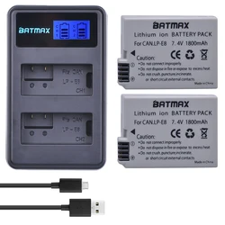 2 pièces 1800mah LP-E8 LPE8 LP E8 Batterie Batterie AKKU + LCD touristes Chargeur pour IL EOS cape D 600D 650D 700D tage X5 X6i X7i stéroïdes i T3i