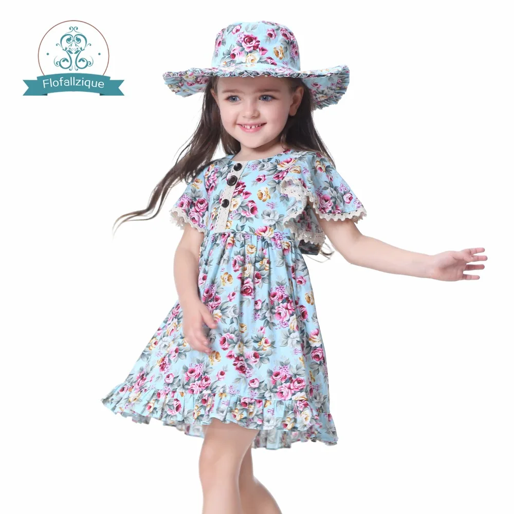 

Flofallzique Summer Girls Leisure Fashion Cotton Baby Dress Brand Toddler Clothes Kids Costumes Ruffle Princess Party 1-8Y