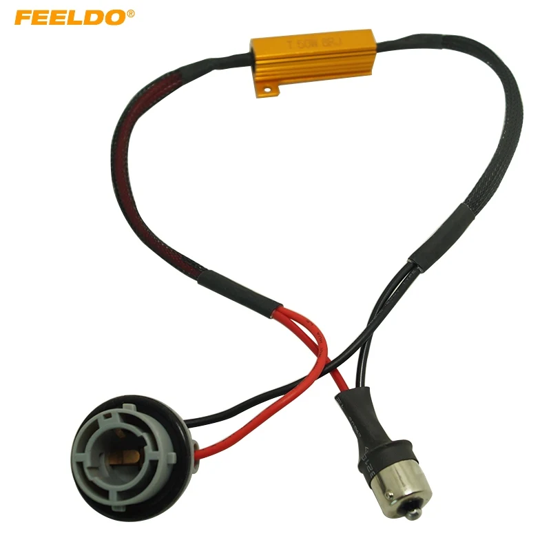 FEELDO 1pc Car BA15S 1156 1073 No Error Load Resistor Cable No Flickering Decoder Warning Error Canceller Wiring  #CA5339