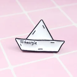 SS Georgie paper boat Enamel badge Stephen King's IT Cartoon origami brooch Paper boat maiden voyage Cowboy lapels pin