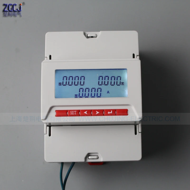 Din type 3 phase LCD display AC 0-600A ampere meter with 3 pcs Clamp split core CT current transformer