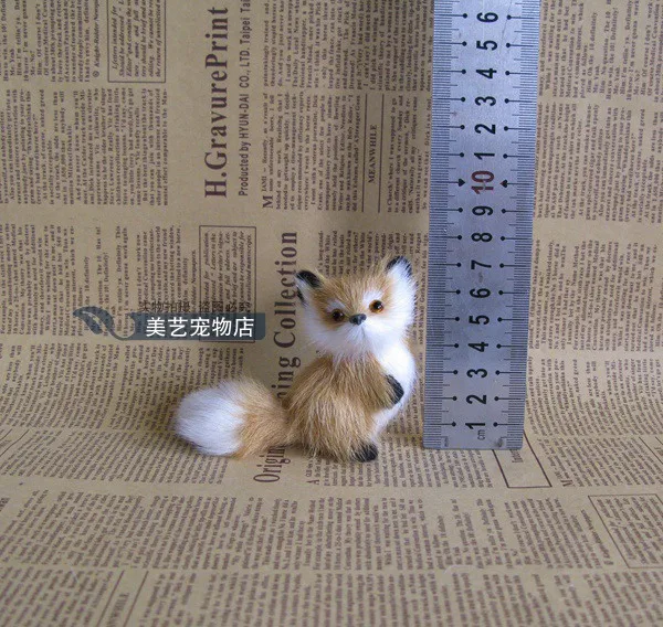 

mini cute simulation fox toy handicraft lifelike fox doll gift about 9x4x8cm