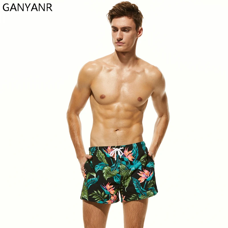 GANYANR Mens Nuoto Shorts Costumi Da Bagno di Società di Nuoto Shorts Spiaggia Bermuda Da Surf Wear Boxer quick dry Costumi Da Bagno Costumi da