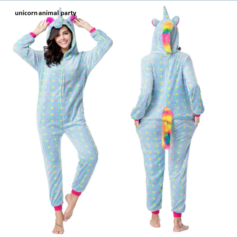 Kigurumi Onesies costumes men women Cosplay Cartoon Five-pointed star unicorn zipper Pajamas Costumes Sleepwear halloween Party