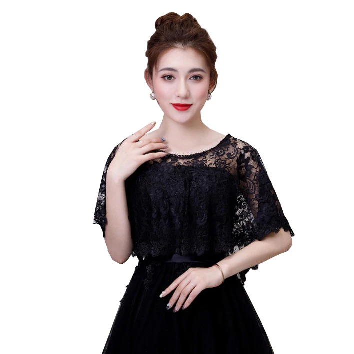 Blue Black Red Soft Lace Women Cape High Low Sheer Summer Autumn Wedding Prom Party Wrap Bridal Bridesmaids Cover Up Shawl