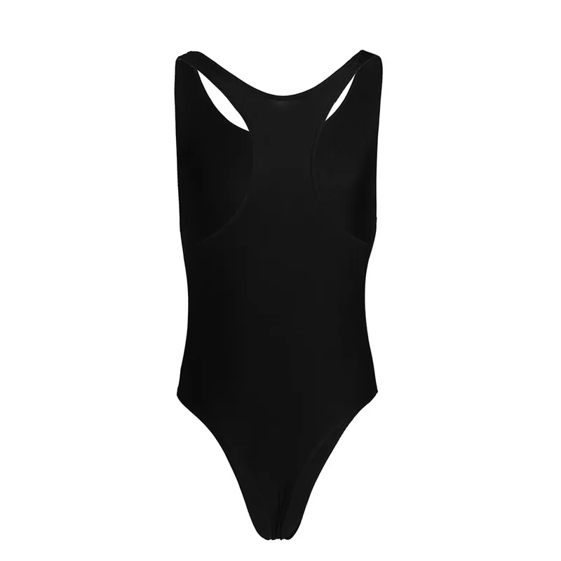 MSemis Mens Lingerie High Cut Bodysuit Leotard Singlet Underwear Sleeveless Bodysuit com bojo Thong Leotard with Bulge Pouch New