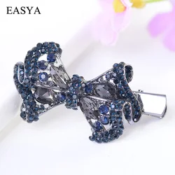 EASYA Metal Big Rhinestone Crystal Hairpin Women Girls Fashion Bowknot Hairwear Hair Accessories Clip Jewelry