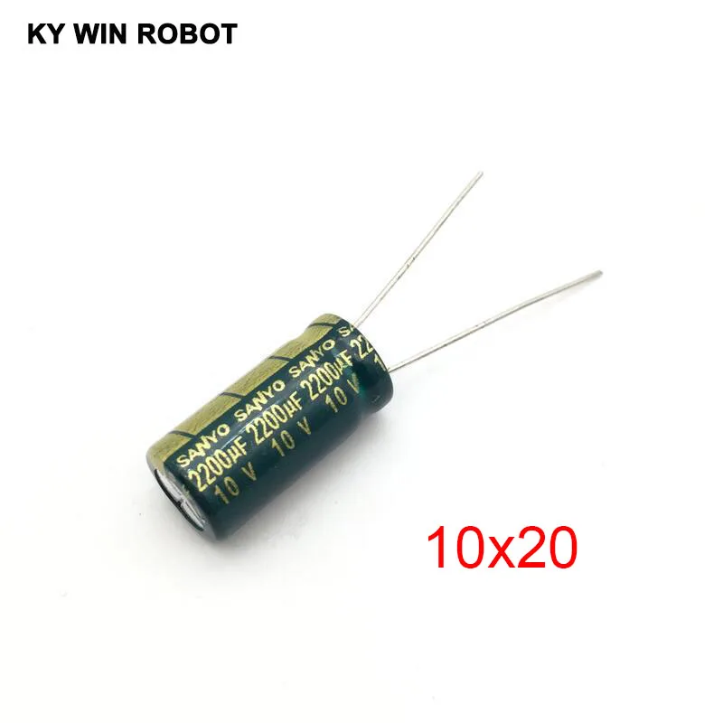 10 sztuk 10 V 2200 UF kondensatory elektrolityczne 2200 UF 10 V 10x20mm 105C promieniowe o wysokiej częstotliwości o niskiej rezystancji kondensator elektrolityczny