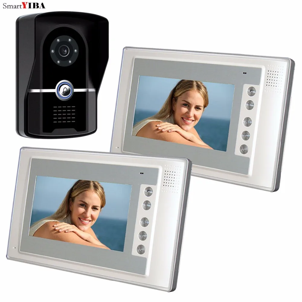 

SmartYIBA 7" Wired Color Video Door Bell Security System Hands-Free Intercom Kits Digital Night Visual Camera Video Door Phone