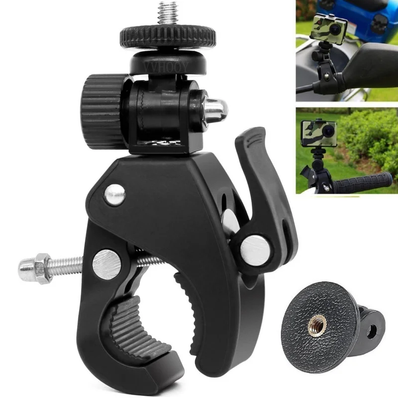 1PC High Quality 1/4 Camera DV DSLR Bike Bicycle Handlebar Clamp Bracket Tripod Mount Screw Clip Tripods for Gopro Hero7 6 5 4 3