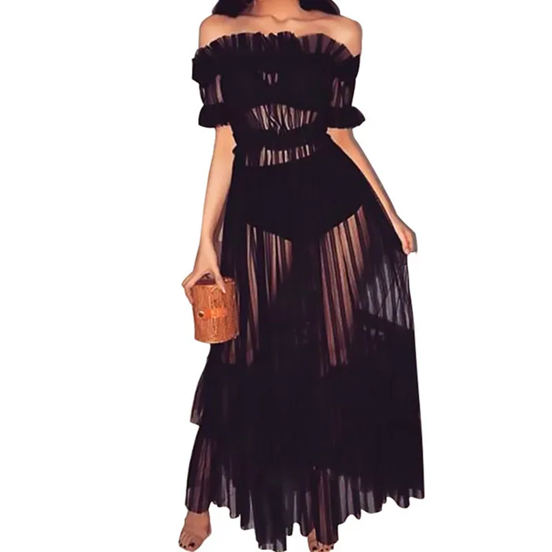 2018 Hot Sexy & Club  Dresses Ankle-Length Sundress Woman Maxis Dress Beach Fashion Plus Size Dresses Vestidos