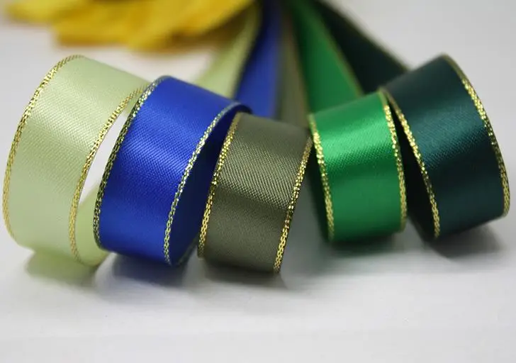 

Golden brim ribbon wedding party DIY favor boxes accessories presents gift wrap packing ribbon decors 100 yard/roll 35colors