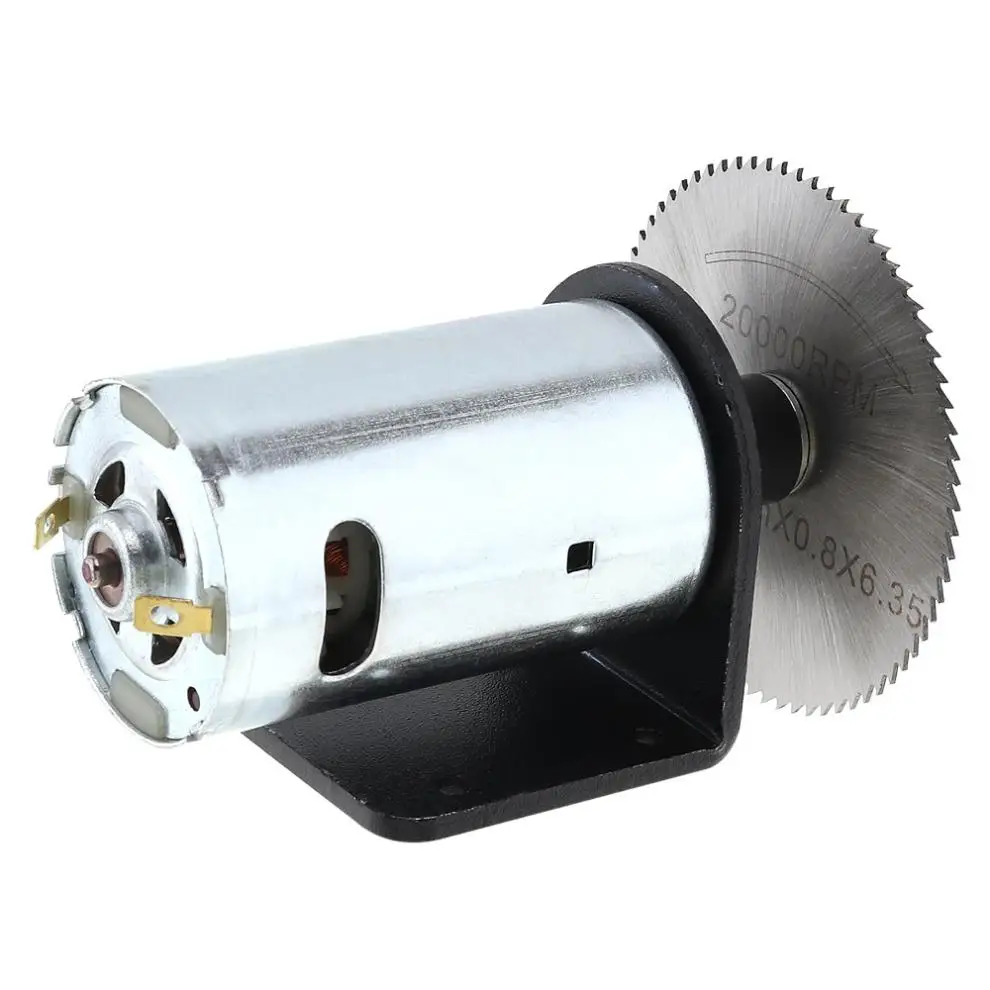 24V 555 모터 테이블 톱 키트, 볼 베어링 장착 브래킷 및 절단/연마/조각용 60mm 톱날 포함