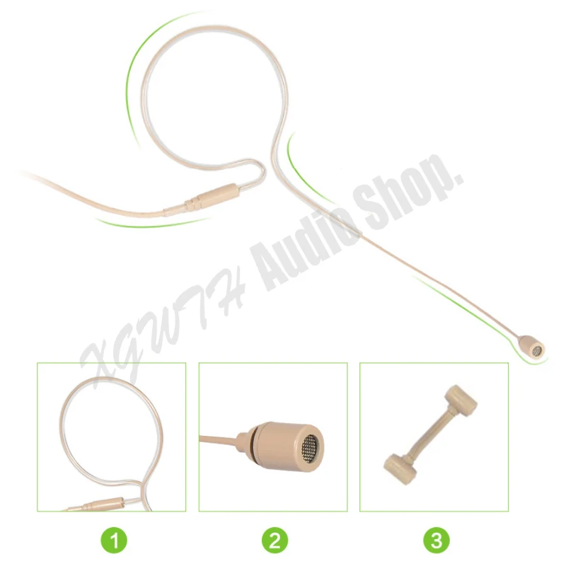 Mini Skin Omnidirectional Ear Hook Earset Headset Condenser Microphone for Shure Wireless Mic System mini XLR 4Pin