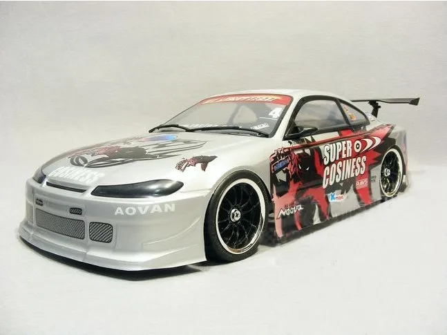 Hot Sale 2set/bag Silvia S15 PVC Painted Body Shell With Wind Tail Lampshade For 1/10 RC Hobby Racing Drift Car Free Shipping