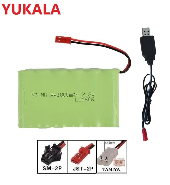 7.2v 1800mah NI-MH rechargeable AA Battery upgrade Battery +usb charger for RC car ship robot RC truck JST/TAMIYA/SM-2P plus