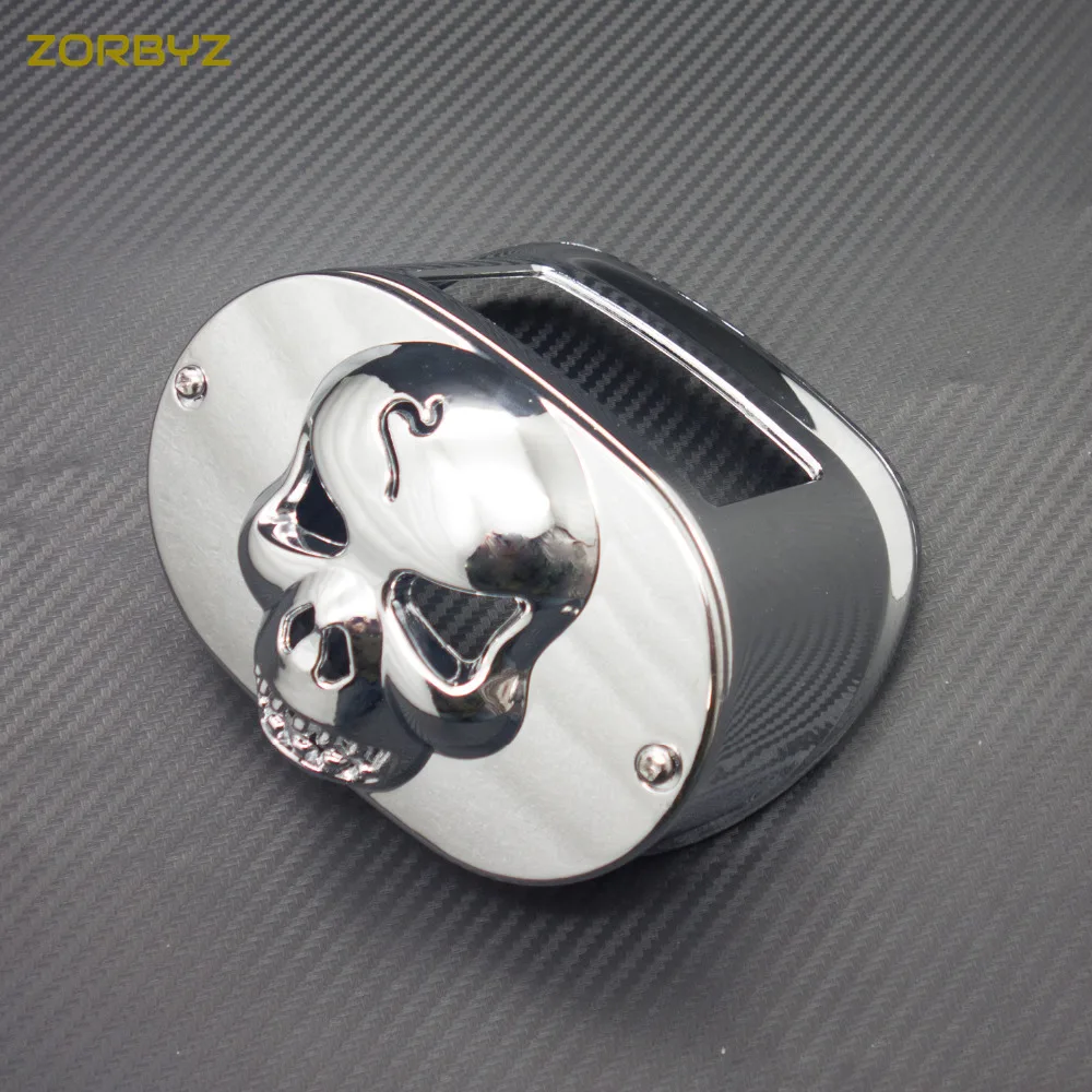 ZORBYZ Motorcycle Chrome Skull Tail Light Collar Cover For Harley Touring FLHRC FLHTC