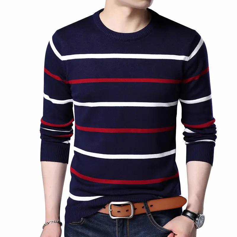 2024 Autumn Pullover Men Brand Clothing Winter Wool Slim fit Sweater Men Casual Striped Pull Jumper Men Homme