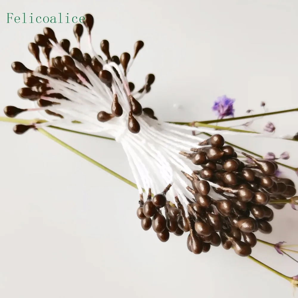 3mm 500 stücke Perle Blume Staubblatt Stempel Kuchen Dekoration Für DIY Doppel Köpfe Floral Staubblatt Für DIY Hochzeit dekoration – Detail 17