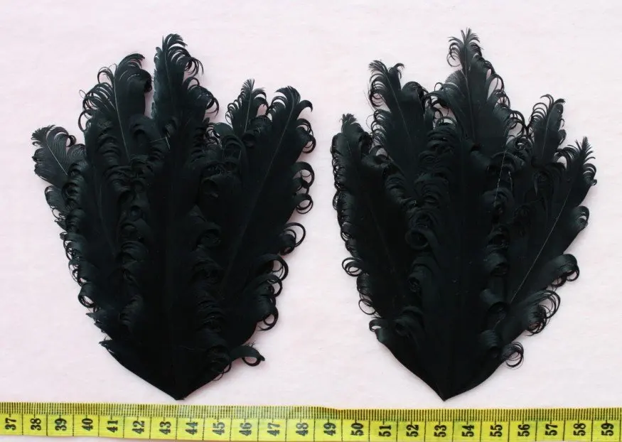 wholesale free shipping 10pcs Black Nagorie Curled Goose Feather Pads diy