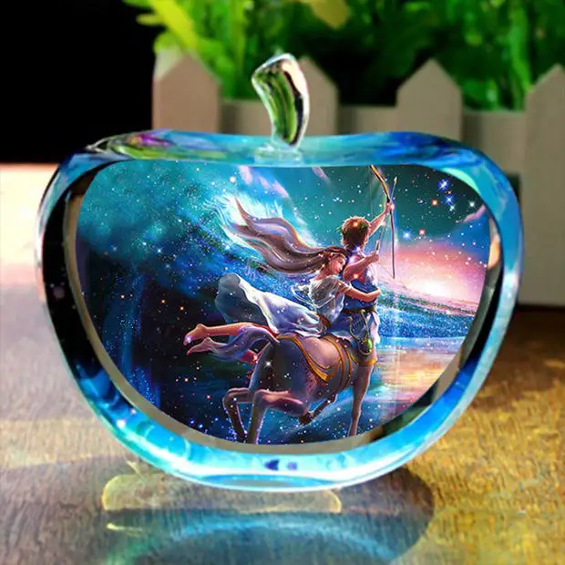 12 Constellations Statuettes Glitte Crystal Glass Apple Figurines Miniature Angel figurine Ornaments Home Decoration accessories