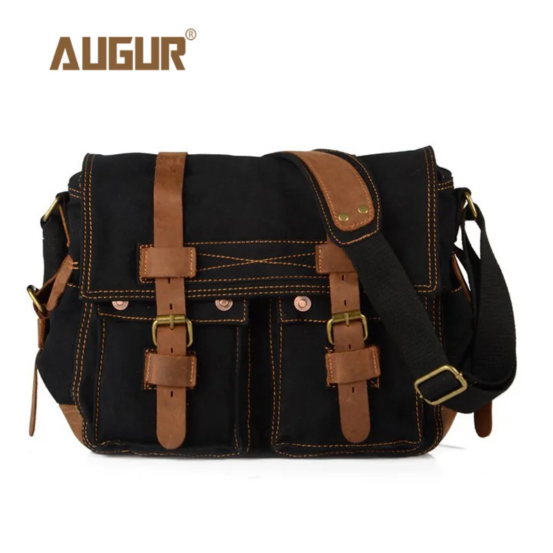 2020 Canvas Leather Crossbody Bag Men Military Army Vintage Messenger Bags Large Shoulder Bag Casual Travel Bags