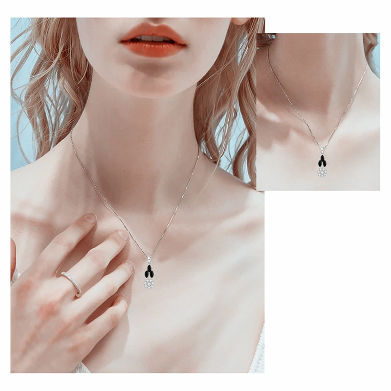 Black Awn 2025 New Casual Arrive Silver Color Fashion Jewelry Trendy Flower Engagement Necklaces & Pendants for Women K011