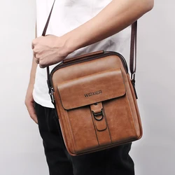 WEIXIER-Bolso de hombro de piel sintética para hombre, bandolera informal de gran capacidad con cremallera, de diseñador, de alta calidad, a la moda