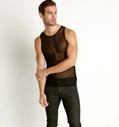 Free shipping  mesh vest male hollow out summer sexy transparent thin see-through sexy base vest