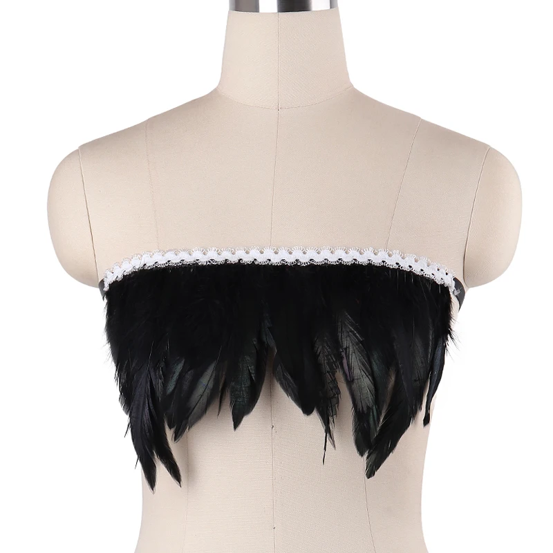 

90s Fetish Lace Feather Harness Sexy Adjustable Strapless Harness Belt Crop Top Body Cage harness Bondage Exotic Feather Harness