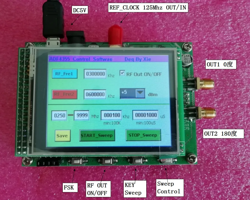 

ADF4355 Module Touch Color Screen Swept Frequency RF Signal Source VCO Microwave Frequency Synthesizer PLL