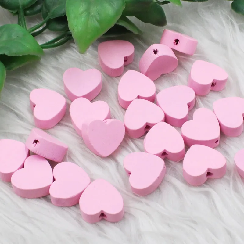 Approx  13x14mm  Wholesale Mixed Color Lead-free Heart Wood Beads for DIY Bracelet/Necklace Hole:approx 2 mm 50pcs/lot (K05436)