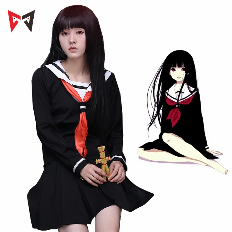 MMGG Halloween Enma Ai Cosplay Enma Ai Cosplay Costume shirt and  skirt socks Scarecrow neckerchief bracelet set