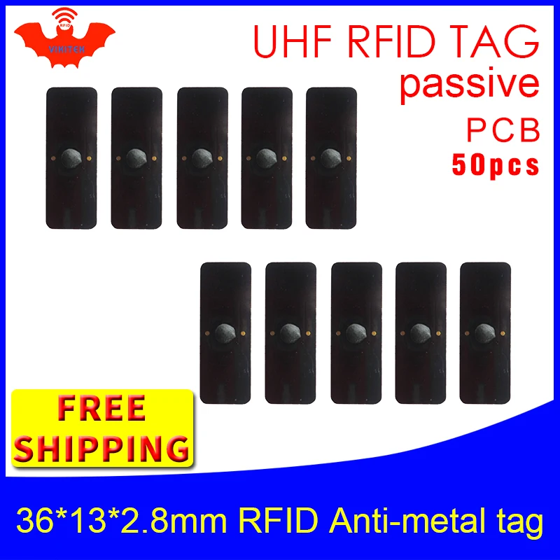 

UHF RFID Анти-металлическая метка 915 м 868 м 50 шт. Бесплатная доставка управление фиксированными активами 36*13*2,8 мм маленькие прямоугольные PCB пассивные RFID метки