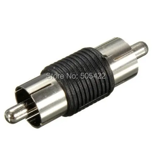 300PCS/LOT RCA Male to Male RCA Coupler Audio Connector Gender Changer Adapter Wholesale