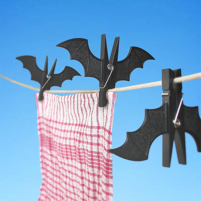 10Pcs/Lot Bat Pegs UK Creative Home Decor Clothes Pegs Clothespins Plastic Black Red Color Halloween Christmas Gifts