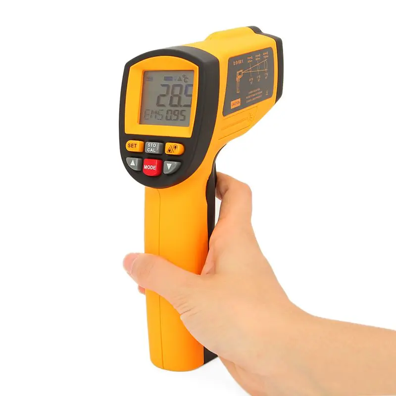 GM1150A 50:1Infrared Thermometer -18~1150 Degrees Celsius LCD Digital Temperature Meter Industrial Pyrometer 0.1~1EM Adjustable