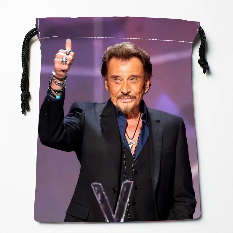 New Arrival Johnny Hallyday  Drawstring Bags Custom Storage Printed Receive Bag Type Bags  Storage Bags Size 18X22cm