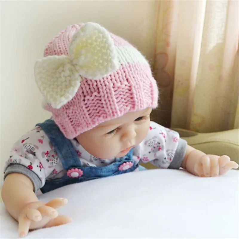 Lawadka 0-12Month Autumn Winter Bow Knitted Baby Caps Boys Girls Toddler Crochet Beanie Baby Hat Cute Children Caps Accessories