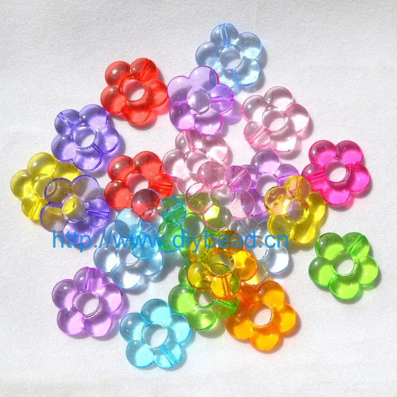 DIY Fashion Sweater Chain Department,Transparant Hallow Blossom,20MM Mix Color Acrylic Sugar Beads